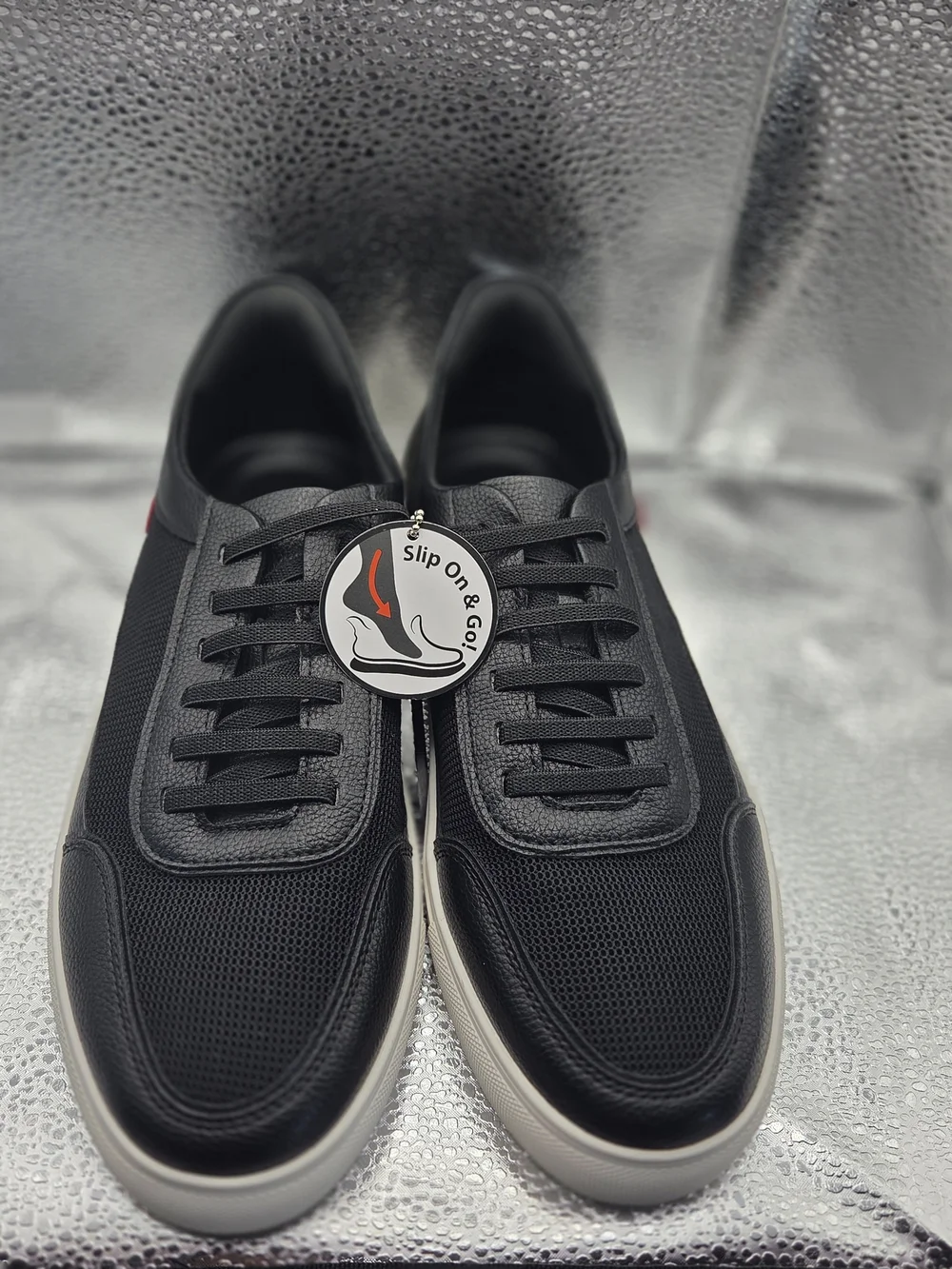 Marc Joseph Black Mesh & Leather Low-Top Sneakers with White Sole